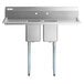Regency 54" 16-Gauge Stainless Steel Two Compartment Commercial Sink with Galvanized Steel Legs and Two Drainboards - 10" x 14" x 12" Bowls Main Thumbnail 5