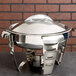 Vollrath 49521 4.2 Qt. Maximillian Steel Medium Round Chafer with Stainless Steel Accents Main Thumbnail 1