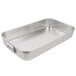A silver rectangular Vollrath aluminum baking and roasting pan with handles.