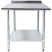 Advance Tabco FLAG-243-X 24" x 36" 16 Gauge Stainless Steel Work Table with 1 1/2" Backsplash and Galvanized Undershelf Main Thumbnail 1