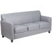 Flash Furniture BT-827-3-GY-GG Hercules Diplomat Gray Leather Sofa with Wooden Feet Main Thumbnail 1