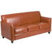 Flash Furniture BT-827-3-CG-GG Hercules Diplomat Cognac Leather Sofa with Wooden Feet Main Thumbnail 1