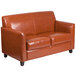 Flash Furniture BT-827-2-CG-GG Hercules Diplomat Cognac Leather Loveseat with Wooden Feet Main Thumbnail 2