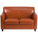 Flash Furniture BT-827-2-CG-GG Hercules Diplomat Cognac Leather Loveseat with Wooden Feet Main Thumbnail 3