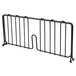 A black metal wire shelf divider with two bars.
