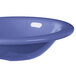 A close-up of a blue Carlisle Sierrus melamine bowl with a rim.