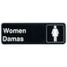 Tablecraft 394567 Black and White Women's / Damas Restroom Sign - Black and White, 9" x 3" Main Thumbnail 2