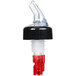 1 oz. Clear Spout / Red Tail Measured Liquor Pourer with Collar - 12/Pack Main Thumbnail 2
