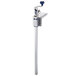 An Edlund stainless steel metal pole with a blue handle and white rectangular base.