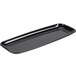 A black rectangular Sabert plastic catering tray with a handle.