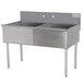 An Advance Tabco stainless steel commercial sink with two compartments.