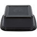 A black plastic Pactiv Newspring square container with a lid.