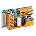 An orange electronic power supply with many components.