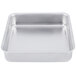 An American Metalcraft silver square pan with a white background.