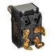 A black Hatco electrical switch with two gold wires.