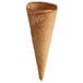 A close-up of a Dutch Treat sugar cone with ice cream inside.
