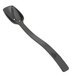 A black plastic Thunder Group salad spoon with a long handle and perforated bowl.