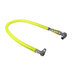A yellow hose with silver metal connectors.