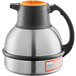 A Bunn stainless steel thermal carafe with an orange lid.