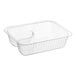 A clear plastic Carnival King nacho tray with 2 compartments.