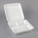 Dart 95HT3R 9 1/2" x 9" x 3" White Foam Three-Compartment Square Take Out Container with Hinged Lid - 200/Case Main Thumbnail 3