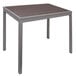 BFM Seating Seaside 31" Square Soft Gray Metal Bolt-Down Standard Height Table with Gray Synthetic Teak Top Main Thumbnail 1