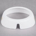 A white plastic Tablecraft dispenser collar with beige lettering on it.