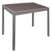 BFM Seating PH4L3535GRSG Seaside 35" Square Soft Gray Metal Bolt-Down Standard Height Table with Gray Synthetic Teak Top Main Thumbnail 1
