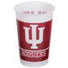 A white plastic Creative Converting cup with a red and white Indiana University logo.
