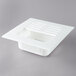 A white plastic FMP floor sink strainer with a square vented cover.