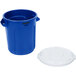 Rubbermaid BRUTE 10 Gallon Blue Round Recycling Can with White Lid Main Thumbnail 4