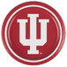 A red paper plate with a white Indiana University letter.