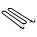 Two black metal heating elements with hooks.