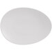 A white Libbey Driftwood satin matte coupe plate with an oval shape.