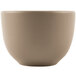 A close-up of a Libbey Driftstone sand satin porcelain bouillon bowl.