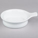 A white Libbey casserole dish with a handle.