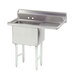 A stainless steel Advance Tabco one compartment pot sink with a right drainboard.