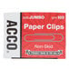 Acco 72585 Silver Non-Skid Finish 100 Count Jumbo Standard Paper Clips - 10/Box Main Thumbnail 5