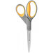 Westcott 13526 7" Titanium Bonded Pointed Tip Scissors with Gray / Yellow Straight Soft Handle Main Thumbnail 1
