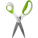 Westcott 16447 8" CarboTitanium Bonded Blunt Tip Scissors with White / Green Straight Handle Main Thumbnail 2