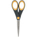 Westcott 14851 7" Titanium Bonded Pointed Tip Non-Stick Scissors with Gray / Yellow Straight Handle Main Thumbnail 1