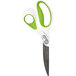 Westcott 16445 9" CarboTitanium Bonded Blunt Tip Scissors with White / Green Bent Handle Main Thumbnail 1