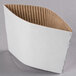 A white corrugated cardboard coffee cup sleeve with a brown paper liner.