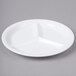 A white Elite Global Solutions melamine plate with three sections.