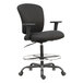 Alera ALEMT4610 Mota Black Big & Tall Fabric Office Stool with Adjustable Arms, Chrome Foot Ring, and Black Swivel Steel Base Main Thumbnail 1