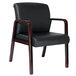 Alera ALERL4319M Reception Black Leather Arm Chair with Mahogany Wood Frame Main Thumbnail 2