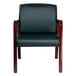 Alera ALERL4319M Reception Black Leather Arm Chair with Mahogany Wood Frame Main Thumbnail 3