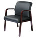 Alera ALERL4319M Reception Black Leather Arm Chair with Mahogany Wood Frame Main Thumbnail 4