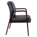 Alera ALERL4319M Reception Black Leather Arm Chair with Mahogany Wood Frame Main Thumbnail 5