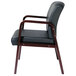 Alera ALERL4319M Reception Black Leather Arm Chair with Mahogany Wood Frame Main Thumbnail 6